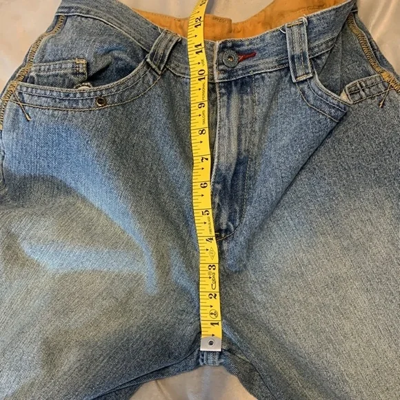 Timberland medium wash vintage Y2k wide leg jeans embroidered tight logo boys 18 - Picture 6 of 10